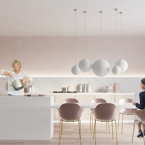 Závěsné svítidlo koule UGO 30 chrom moderní skleněné do obýváku kuchyně jídelny