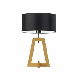 Noční lampička Clio černá s glamour stínidlem a dubovou základnou do ložnice nebo obýváku LYSNE