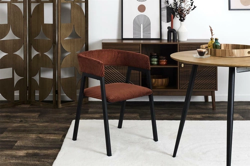 Čalouněná jídelní židle Scott Intesi s područkami, manšestr terakota, loft