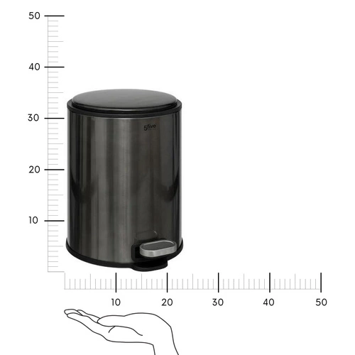 Koš na odpadky Delta 6 l černý ocelový s tichým zavíráním do koupelny nebo kanceláře 5five