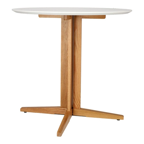 Kulatý jídelní stůl Mauro 80 cm bílá deska přírodní dub moderní do jídelny a obýváku