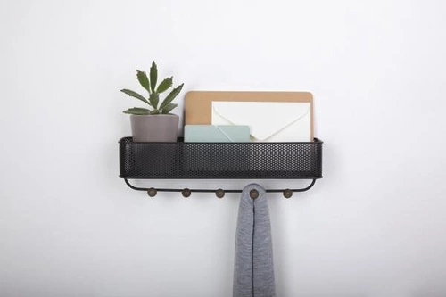 Umbra ESTIQUE moderní nástěnný věšák s organizérem do předsíně černý kovový