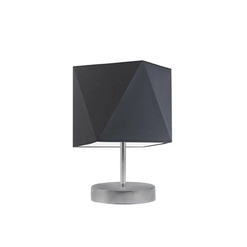 Noční lampička do ložnice moderní PASADENA grafitová se stínidlem na stříbrné konstrukci LYSNE