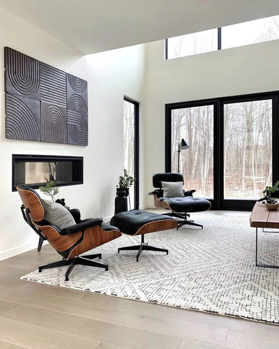 Relaxační křeslo Vip Lounge Chair kožené černé s podnožkou do obýváku moderní otočné