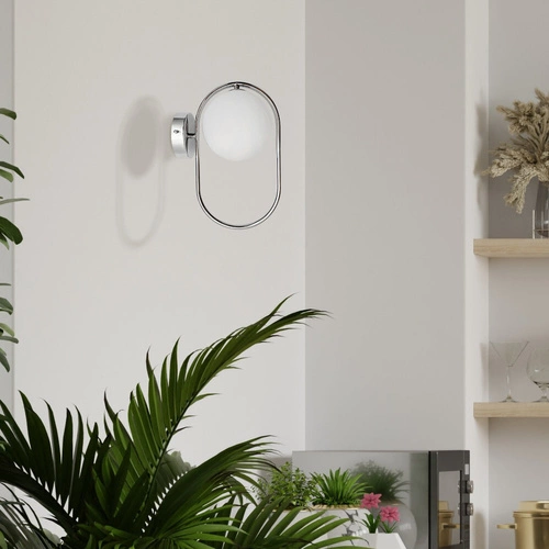 Nástěnné svítidlo Cordel moderní chrom bílé stínidlo do ložnice obýváku a kuchyně 32 cm