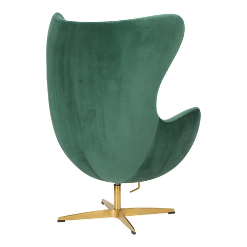 Velvet křeslo Egg zelený samet otočné s houpací funkcí do obýváku na zlaté noze