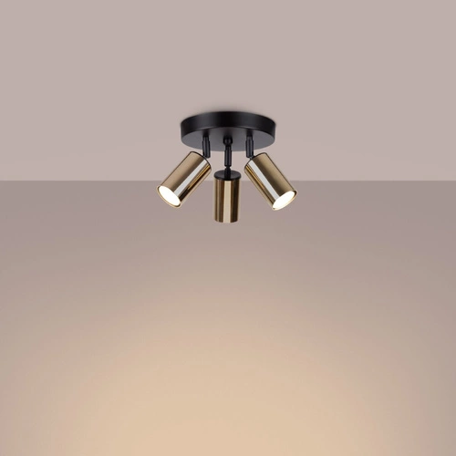 Stropní svítidlo WINX 3P černé zlaté moderní do obývacího pokoje a ložnice Sollux Lighting