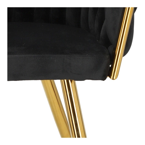 Jídelní židle Tessa Intesi čalouněná samet černá glamour s područkami zlaté nohy