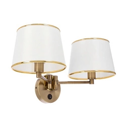 Nástěnné svítidlo Ibis klasické dvojité s bílým stínidlem a vypínačem do ložnice CANDELLUX