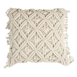 Dekorační polštář boho Macrame 40x40 cm béžový do obýváku a ložnice Intesi