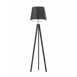 Stojací lampa do obýváku ARUBA černá s dřevěným stínidlem tripod glamour Lysne 149 cm