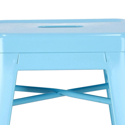 Barová stolička Paris 66 cm modrá kovová industriální bez opěrky k kuchyňskému ostrůvku D2.DESIGN