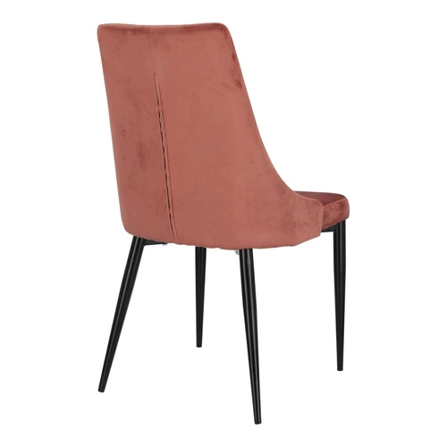 Růžová sametová jídelní židle Magnat v glamour stylu na černých kovových nohách Intesi