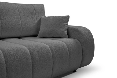 Rozkládací pohovka Hobro pro 3 osoby s úložným prostorem, moderní šedá, do obýváku, s funkcí spaní