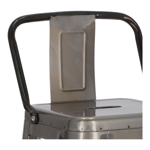 Barová židle Paris Back 75 cm kovová s opěrkou industriální stříbrná do kuchyně inspirovaná Tolix