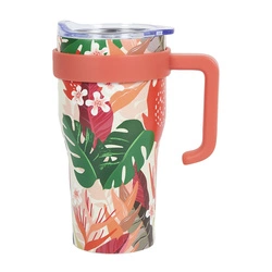 Termo hrnek Mini Miami Floral Intesi 600 ml kovový s ouškem na kávu s sebou