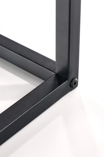 Konferenční stolek Espada S čtvercový loftový černý s dřevěnou deskou do obývacího pokoje 53x53 cm