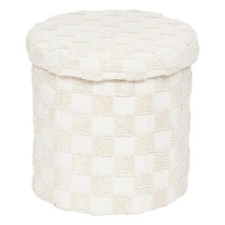 Skládací taburet Atmosphera Pasti bílý kulatý prošívaný do obýváku a předsíně 38 cm