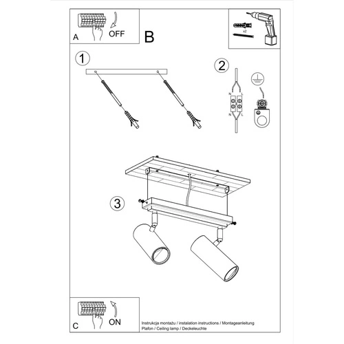 Stropní svítidlo DIREZIONE 2 černá