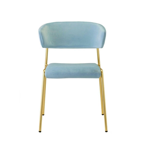 Modré čalouněné křeslo Lisa ve stylu glamour do obýváku a jídelny se zlatými nohami