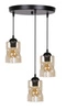Felis závěsná lampa deska černá 3x60W E27 jantarové stínidlo