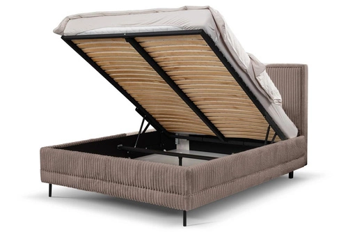 Čalouněná postel Foggy 160x200 béžová s úložným prostorem moderní do ložnice