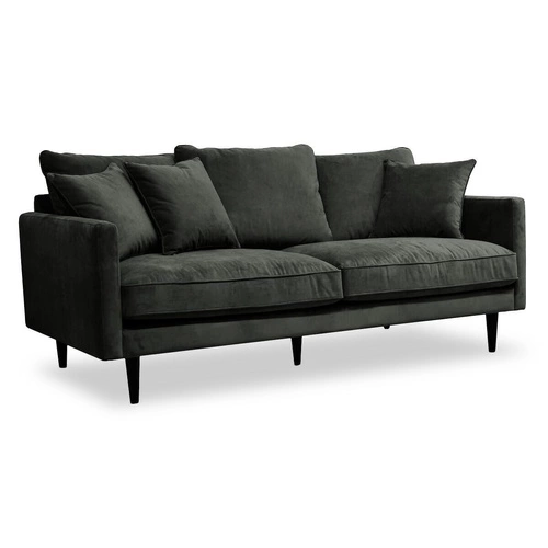 Třímístná sametová pohovka Candice tmavě zelená vodoodpudivá do obývacího pokoje moderní Atmosphera