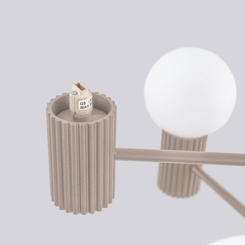 Moderní lustr HALO 6 béžový do obývacího pokoje a jídelny se skleněnými kulovitými stínidly