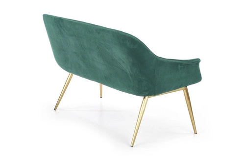 Moderní zelená dvoumístná sametová pohovka na zlatých nohách do obýváku Intesi