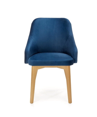 Jídelní židle Alain Intesi čalouněná sametem v tmavě modré s dřevěnými područkami