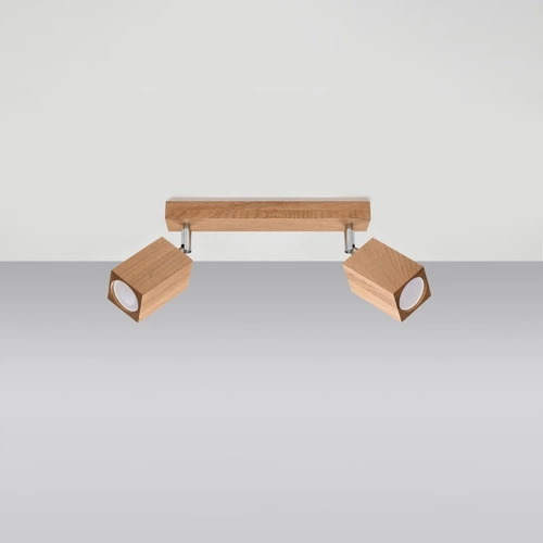 Dřevěný stropní svítidlo KEKE 2 dub moderní čtvercový lustr do obýváku a kuchyně Sollux