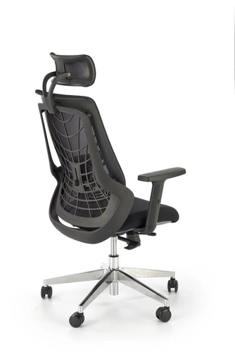 Ergonomická kancelářská židle Nimo černá s opěrkou hlavy a síťovaným opěradlem do kanceláře