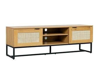 RTV skříňka Capri 150 cm ratanová stojací boho s kovovou podstavou do obýváku přírodní