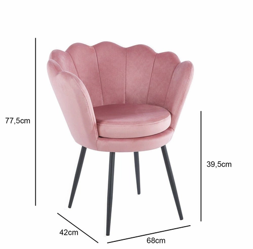 Židle shell Fiona VIC světle růžová/černé nohy