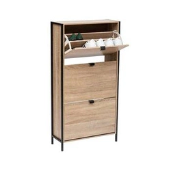 Vysoká loftová botníková skříň Aliaj 3dveřová, přírodní a černá do předsíně 5five