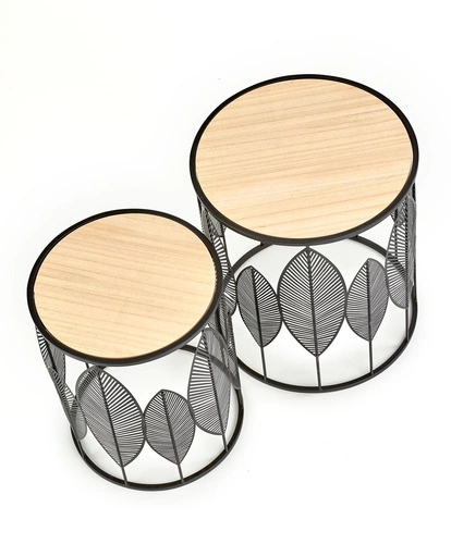 Sada 2 kulatých konferenčních stolků Lifts Intesi černé moderní do obýváku 2v1