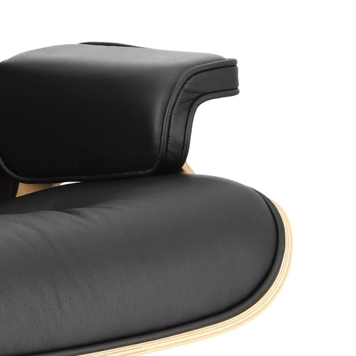 Odpočinkové křeslo do obýváku Vip Lounge Chair kožené černé s podnožkou moderní