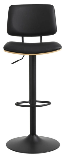 Barová židle Owen černá s opěrkou, výškově nastavitelná, otočná, kožená do kuchyně a k ostrůvku, moderní Actona