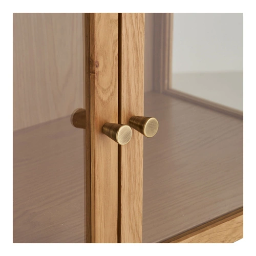 Dřevěná vitrína Zamora na alkohol a knihy do obýváku, skleněná, dub