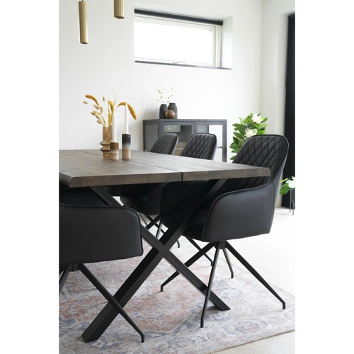 Otočná židle Harbo Intesi černá ekokůže s područkami do jídelny a obývacího pokoje