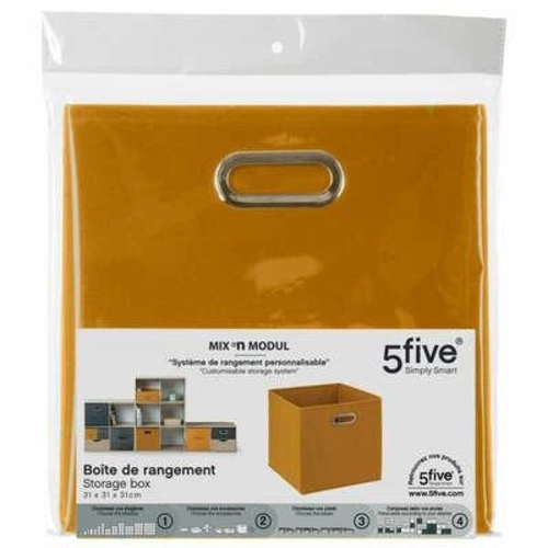 Látkový úložný box do regálu 31x31 cm hořčicový s úchytem 5five simply smart