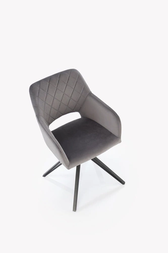 Otočná židle Cretas Velvet Intesi šedá čalouněná s područkami do jídelny a obýváku