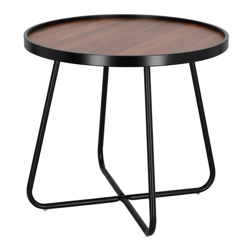 Kulatý konferenční stolek Tamsai 60 cm černý ořech loftový do obýváku odkládací Intesi
