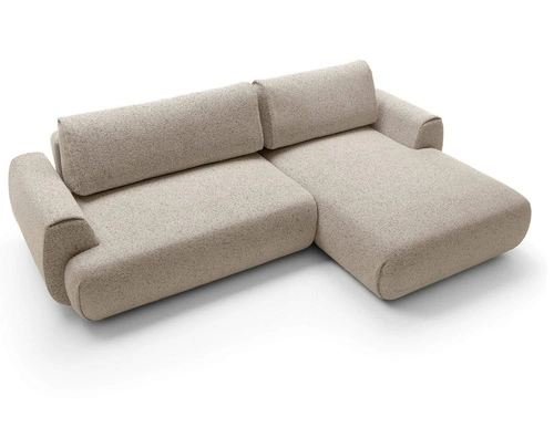 Rohová rozkládací pohovka pravá Ljung moderní béžová s úložným prostorem do obýváku Intesi