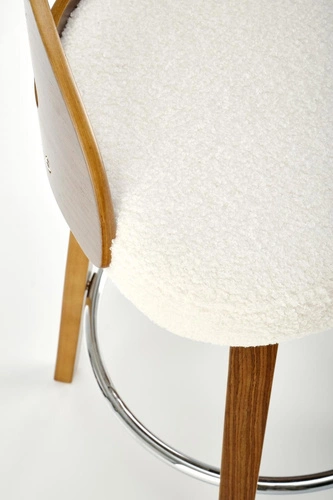 Hoker Ruby čalouněný krémový s opěrkou a područkami do kuchyně industriální ořech 66 cm