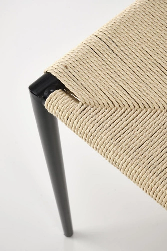 Kovová jídelní židle Tamara Intesi moderní černá s přírodním sedákem z provazu