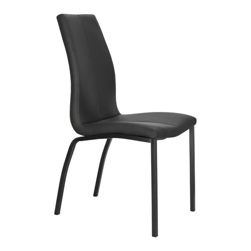 Čalouněná jídelní židle z ekokůže Asama Actona černá, moderní na kovových nohách