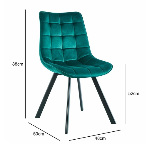 Čalouněná sametová židle Moly Intesi zelená do jídelny a obývacího pokoje moderní černé nohy