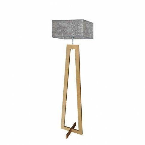 Podlahová lampa Jawa stínidlo šedé stojan dub