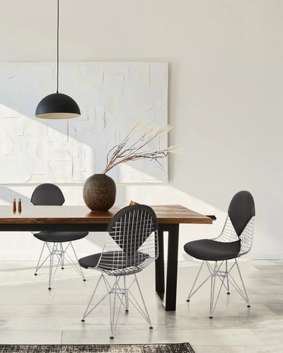 Moderní kovová jídelní židle Net Double černá s polštářem